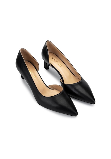 Tamer Tanca Kadın Hakiki Deri Siyah Topuklu Ayakkabı 492 56251 Bn Ayk Y25 Sıyah Siyah