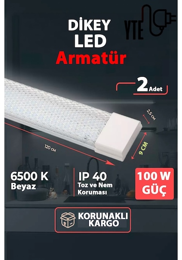 100 W Kristal Led Bant Armatür 120 Cm Yüksek Işık 2 Adet Beyaz