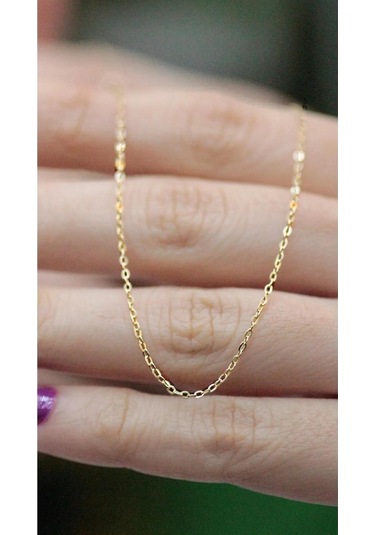 Diamine 14 Ayar Altın Kalın Aynalı Forse Zincir Kolye