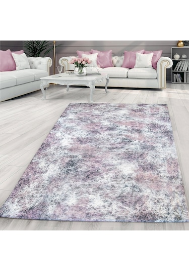 Nur Home Pudra-Gri Süngerli Kadife Lastikli Halı Örtüsü, Nrh-62 Çok Renkli