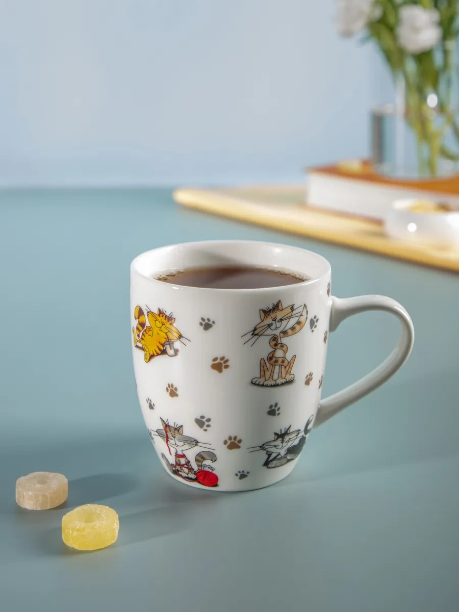 Lefard Çay Ve Kahve İçin "neşeli Arkadaşlar" Porselen Kupa 440 Ml 150597476 Beyaz