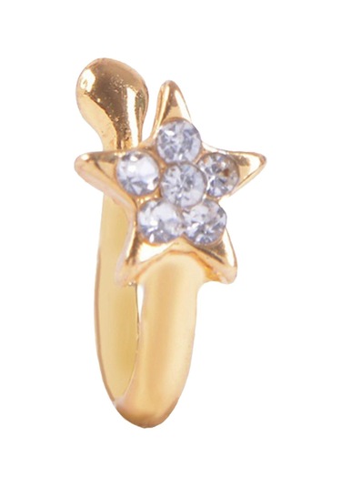 Suntek Glitter Klipsli Sahte Burun Halkası Altın-yıldız Altın