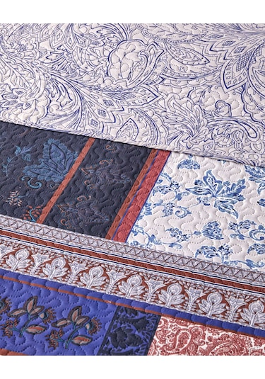 English Home Flora Drape Çift Kişilik Çok Amaçlı Örtü 200x220 Cm Mavi Mavi