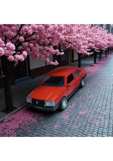 Nostaljik Metal Çek Bırak Kırmızı Tofaş Şahin Araba Kapılar Açılır Diğer