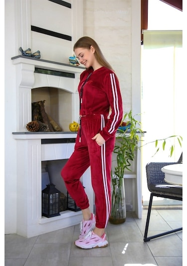 Akbeniz Kadın Kadife Kapşonlu Eşofman Takım 9058