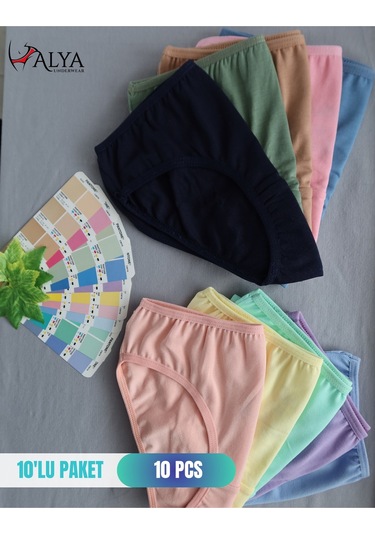 Alya Underwear Kız Çocuk Kalpli Dokuma Lastik Pamuklu Kumaş Slip Külot 5'li Paket 5 Adet Beyaz Multicolor-x16