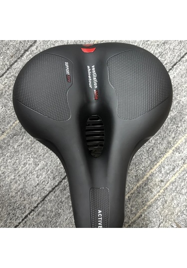 Motion003 Geniş Bisiklet Koltuğu Dağ Büyük Şehir Bisikleti İçin Şok Emici Boşluklu Tasarım Siyah Kırmızı Siyah+kırmızı