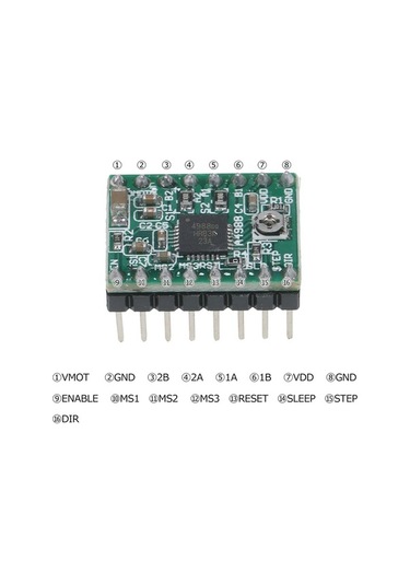 Novahub Yeşil A4988 Step Motor Sürücü Modülleri - 3d Yazıcı Aksesuarları, Soğutucu İçeren Set, 5 Adet