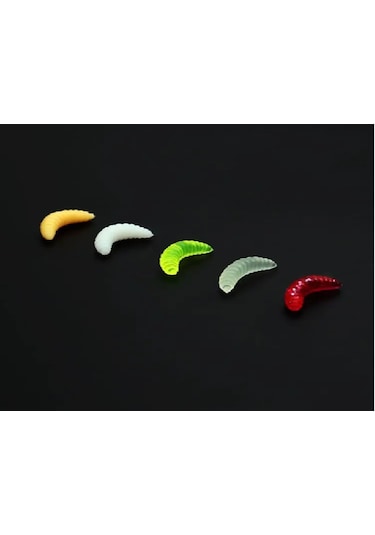 100 Adet 5 Renk - Kutulu - Silikon Balık Yemi Kurtçuk