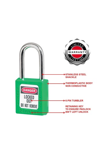Master Lock Ml410grn Giriş Farklı Asma Kilit, Yeşil, 1/4 X 1-1/2