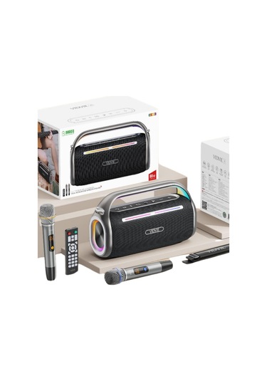 Taşınabilir Bluetooth-karaoke Çift Mikrofon Kablosuz Hoparlör 80w Rgb Işıklı A-kalite-120935