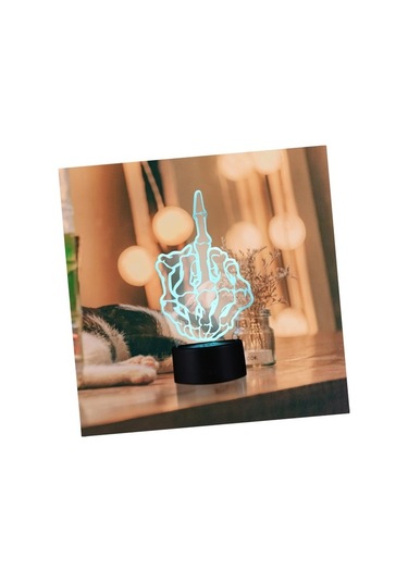 Goldenqian Dikey Orta Parmak 3d Lamba Led Masa Lambası Led Masa Lambası 3d Gece Lambası Led Fenerler Led Gece Lambası Ampüller Led Kreş Gece Işıkları 3d Görsel Lamba Siyah Parti Malze Fykxdb Siyah