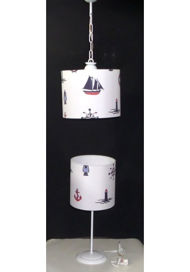 Denizci Çapa Dümen Yelkenli Çocuk Genç Odası Avize Abajur Seti (293253423)