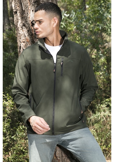 Buratti Su Itici Slim Fit Dik Yaka Softshell Ince Erkek Mont 649003 Haki