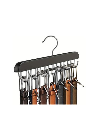 Chuangyinshop Siyah 14 Kancalı Ahşam Askılık, Kravat Atkı Kemik İçin Çok Amaçlı Düzenleyici Siyah