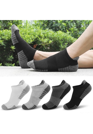 Kosona 6 Çift Spor Çorap - Koşu, Bisiklet, Dağcılık İçin - 80% Pamuk - Nem Emici - Siyah & Koyu Gri - M Beden