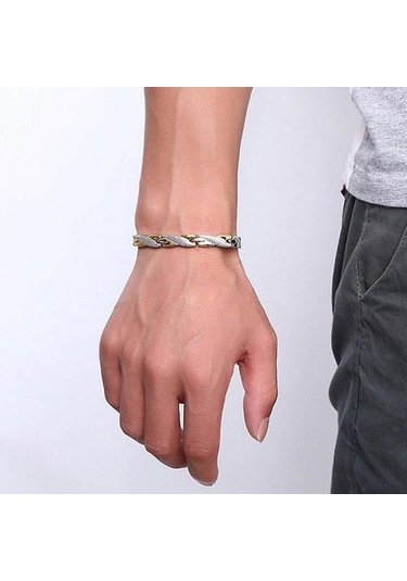 Manyetik Terapi Bilezik Zarif Çelik Bilezik Takı Terapötik Gümüş Ve Altın Kaplama Altın Gümüş Altın - Gümüş