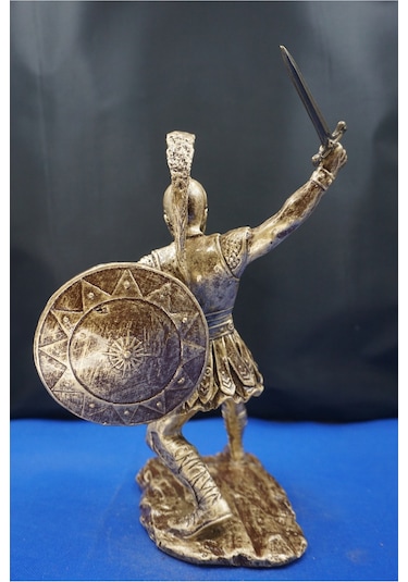 Roma Askeri Hector Mitolojik Tasarım Ev Ofis Dekoratif Hediyelik Aksesuar 19 Cm Altın