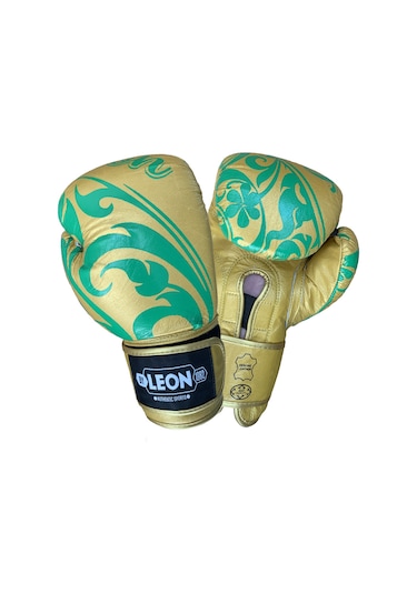 Leon Flower Deri Kick Boks Ve Muay Thai Eldiveni Altın Sarısı Altın