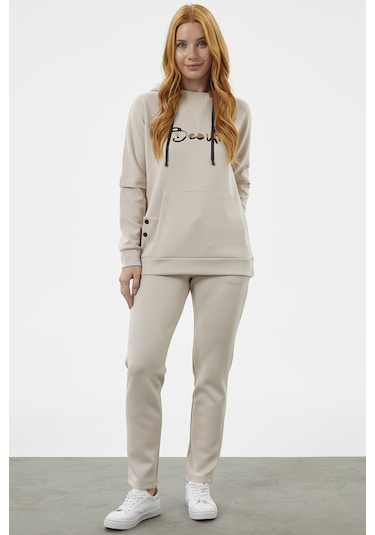 Kanguru Cepli Dalgıç Kumaş Eşofman Takım - Taş 001