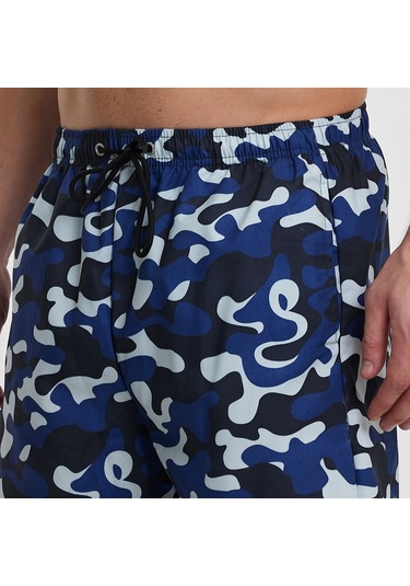 Slazenger REQUIRE IN Erkek Cepli Deniz Şortu Mavi Kamuflaj Mayo