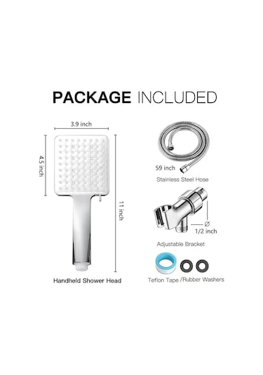 Ximistore9 El Tipi 6 Fonksiyonlu Şekilli Artırılmış Duş Şprayı Seti: Şpray + Flex Kablosu + Tutucu Beyaz