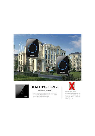 Cacazı H10 1 Pilsiz 1 Kablosuz Akıllı Kapı Zili İçin, Fiş: Ab Fişi Siyah