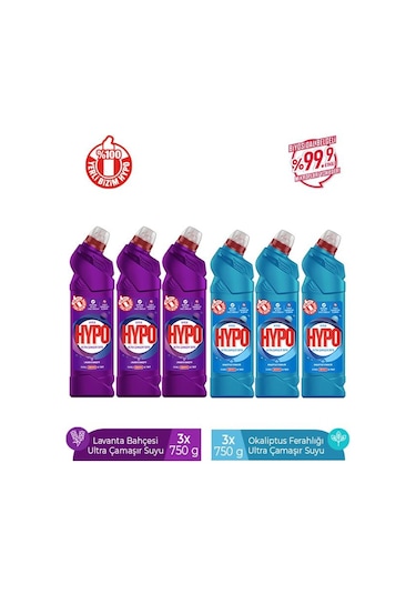 Hyper Hypo Ultra Çamaşır Suyu Lavanta + Okaliptus 6 x 750 G