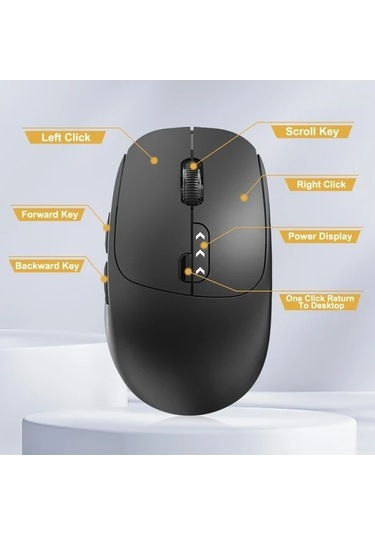 Besthome1 2.4g Kablosuz Black Fare Ergonomik Bilgisayar Faresi Güç Göstergeli Usb Alıcılı Optik Sensör Chromebook Laptop Tablet -