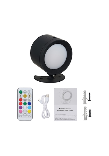 Yunboo Siyah Manyetik Duvar Lambası: 3 Renk Tonu Okuma Işığı Parlaklık Ayarlı/bellek , Rgb Stüdyo Işığı 10 Mod , Dokunmatik+uzaktan Kumanda, Hareket Sensörü, 2000mah Pil, Zamanlayıcı Siyah