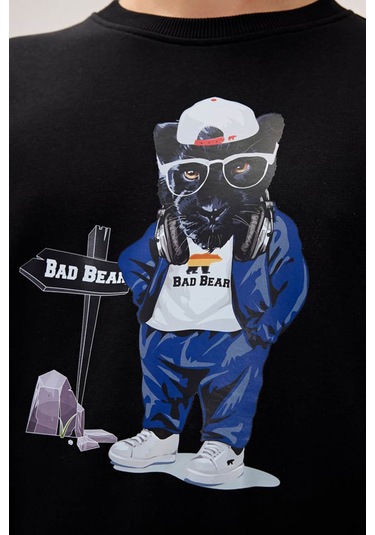 Bad Bear Panther Crewneck Siyah Erkek Sweatshirt 001 Siyah