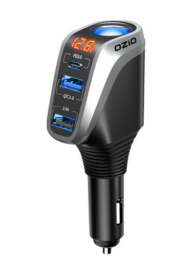 Monyee Ozio Araba Şarj Cihazı 12-24v, 3 Usb Portlu Hızlı Şarj, Fume Soketi Çevirici, Gümüş Dy34tc
