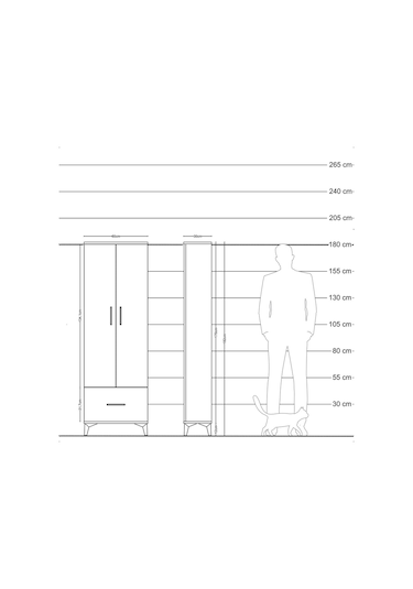 Arges Dolap 4 Raflı Tek Çekmeceli 2 Kapaklı 60x30x182 Çam-ant... Çam