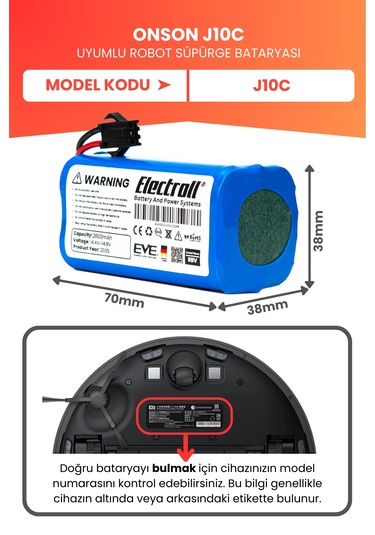 Onson J10c Uyumlu Batarya Yüksek Kapasite 2800mah