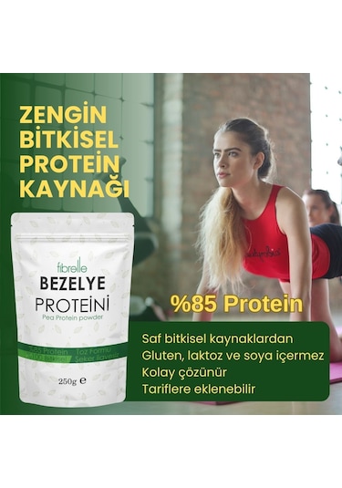 Fibrelle Bezelye Proteini Tozu 250 Gr // Yüksek Protein Oranı // %85 Bezelye