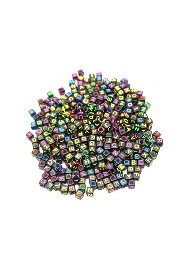 Harf Boncuk Akrilik Küp Renkli Siyah 6 Mm 250 Gr