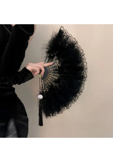 Ximistore9 Siyah Paspas, Pudra Ve Plastikten Yapılmış, 42 Cm Genişlik, Ev/toplantılar İçin Kız/ Kadınlar İçin Dekoratif Fan