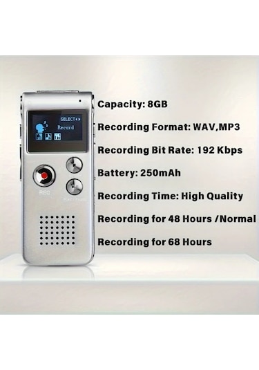 Willowhaven 8gb Mp3 Çalar Gümüş Dijital Ses Kayıt Cihazı 6 Kayıt Modu 650 Saat Pil Ömürü