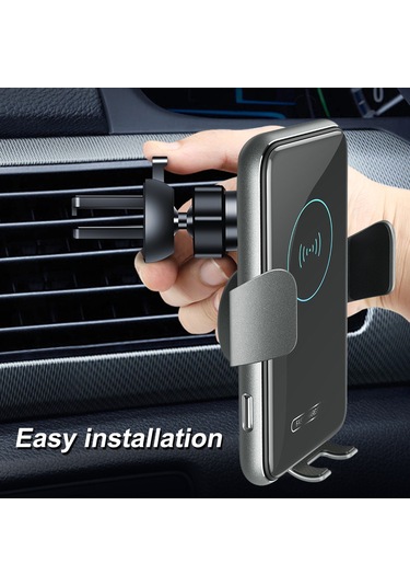 Mufunye V8 Araç Kablosuz Şarj Cihazı - Otomatik Algılama, Süper Kondansörlü, 360 Döner, Hızlı Şarj, Gri