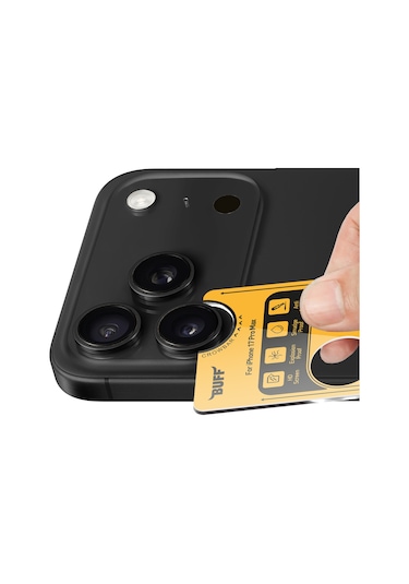 Buff Apple Uyumlu iPhone 17 Pro Max Metal Kamera Lens Koruyucu Black Siyah