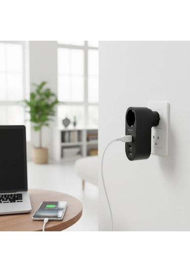 Mercansa 2 Usb,1 Type-c Girişli 1'li Çocuk Korumalı,ısıya Karşı Dayanıklı 2500watt Termal Akım Korumalı Priz