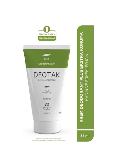 Deotak Plus Ekstra Koruma 7 Güne Kadar Etkili Krem Deodorant 35 ML