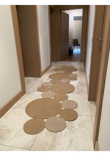 Mavaux Snake Hasır Jüt Bej Yolluk Halı Kilim Açık Bej