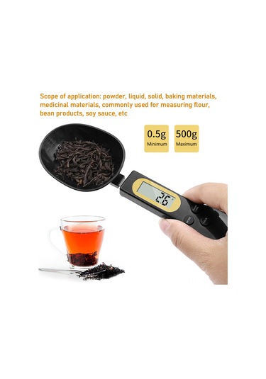 Mufunye Dijital Kaşık Terazi Lcd Ekranlı 500g/0.1g Hassasiyetli, Tara/veriyi Kilitle/birim Dönüştür, Kahve/toz Mamül/patisserie, Siyah Pil Yok Siyah