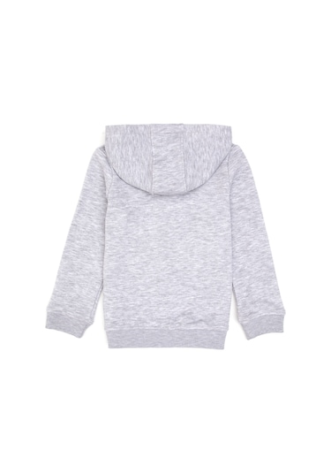 U.S. Polo Assn. Kız Çocuk Açık Gri Melanj Kapüşonlu Fermuarlı Basic Sweatshirt 50316837-VR091