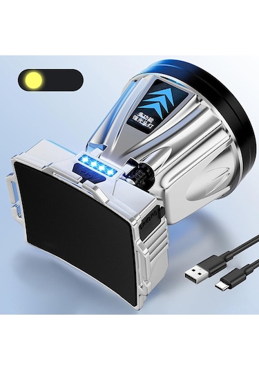 Ximistore9 Yüksek Parlaklık Şarj Edilebilir Entegre Batarya Ve Güç Göstergeli 32 Led Zoomlu, Isıya Dayanıklı, Su Geçirmez Kafa Feneri Gümüş Diğer