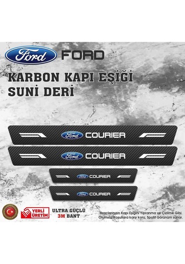 Courier Uyumlu Deri Karbon Kapı Eşiği Koruyucu Bant 4 Adet
