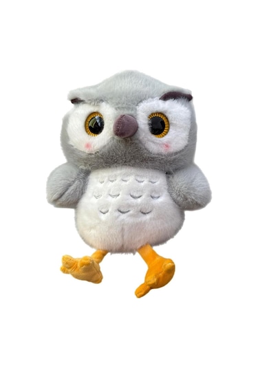 Sevimli Oturabilen Uyku Arkadaşım Baykuş 30 Cm Peluş Oyuncak Gri
