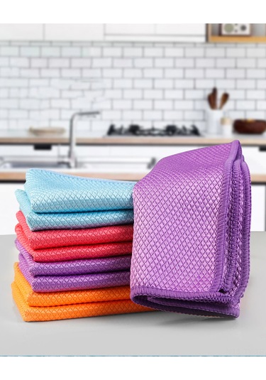 Teltree Mikrofiber Cam Temizleme Havluları - Yüksek Su Absorpsiyonu, Yüzük Desenli, 40x30 Cm, 5 Adet Paket Diğer