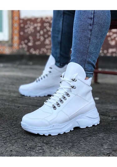 Wagoon Wg07 Beyaz Uzun Bağcıklı Bot Beyaz